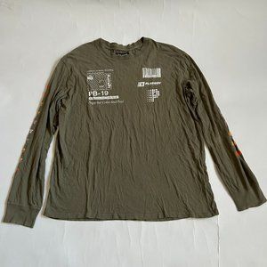 Playboy by PACSUN Oliver Green PB-19 Cotton Long Sleeve Tee T-shirt Size XL
